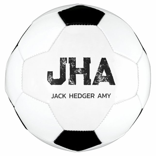 BALLON DE FOOT MINIMALIST BLACK THREE LETTER MONOGRAM NAME WHITE (Devant)