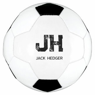 BALLON DE FOOT MINIMALIST BLACK TWO LETTER MONOGRAM NAME WHITE