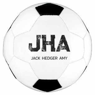 BALLON DE FOOT MINIMALISTE NOIR MONOGRAMME À TROIS LETTRES NOM BL