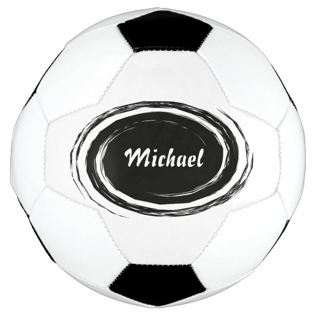 Ballon De Foot Moderne Black Swirl Oval Personnalisé (Devant)