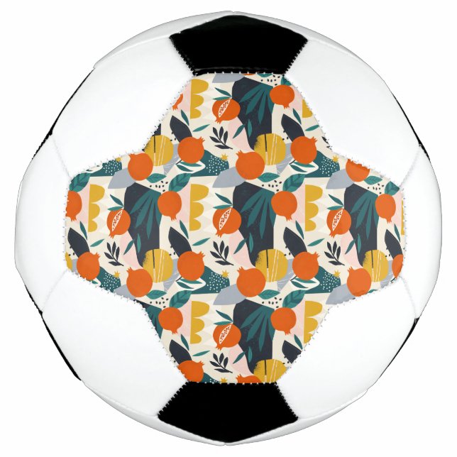 Ballon De Foot Moderne tendance Preppy Chic Apricot et Feuille (Devant)