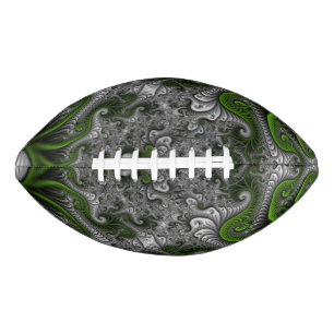 Ballon De Foot Monde Fantastique Art Fractal Abstrait Vert Et Gri