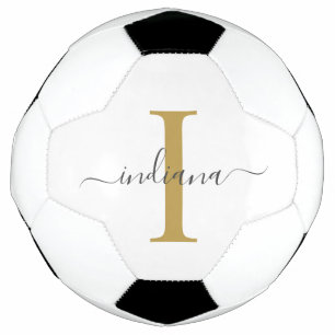 Ballon De Foot Monogram Gold Grey Nom du script Modern