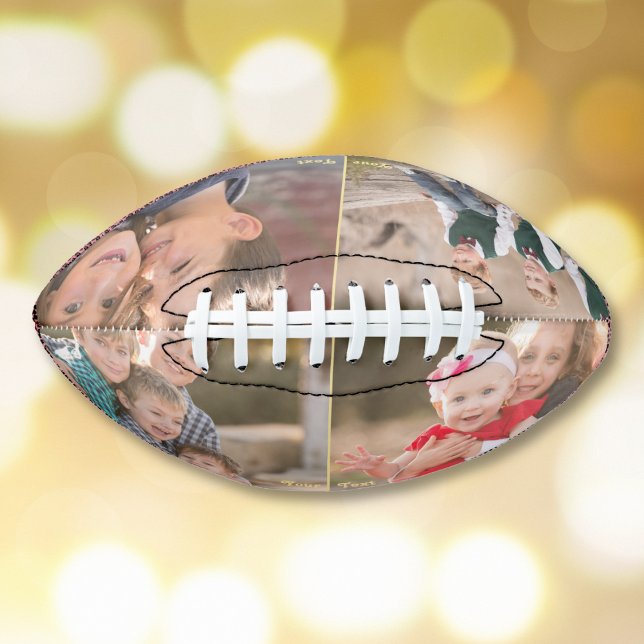 Ballon De Foot Monogramme 4 Photo Collage Fête des pères d'annive (Monogrammed 4 Photo Collage Birthday Fathers Day Football)