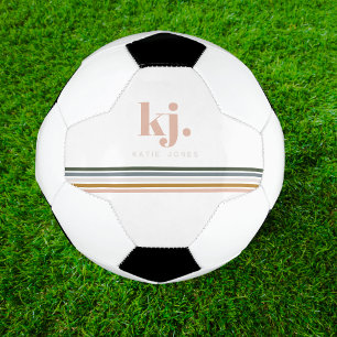 Ballon De Foot Monogramme à rayures rétro chic
