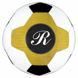 Ballon De Foot Monogramme Alligator jaune Texture Imprimer