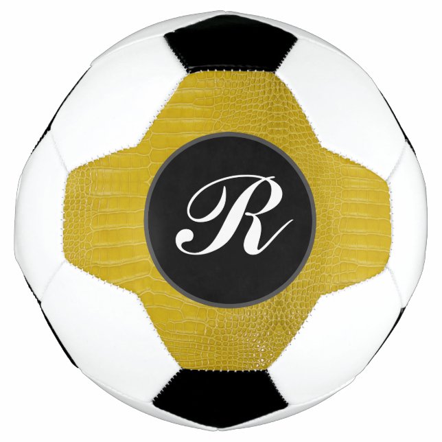 Ballon De Foot Monogramme Alligator jaune Texture Imprimer (Devant)