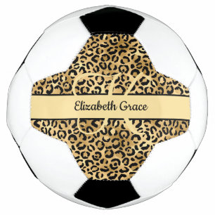 Ballon De Foot Monogramme Black Gold Empreinte de léopard Cheetah