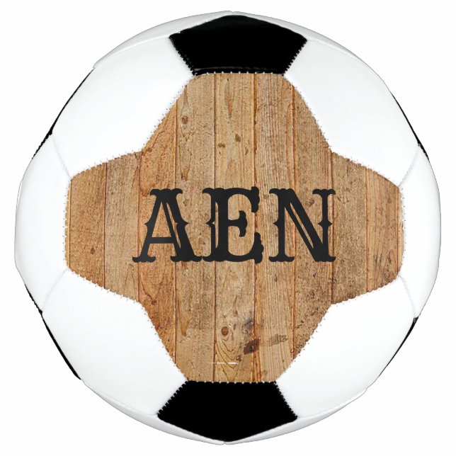 Ballon De Foot Monogramme Bois Campagne Marron Noir  (Devant)