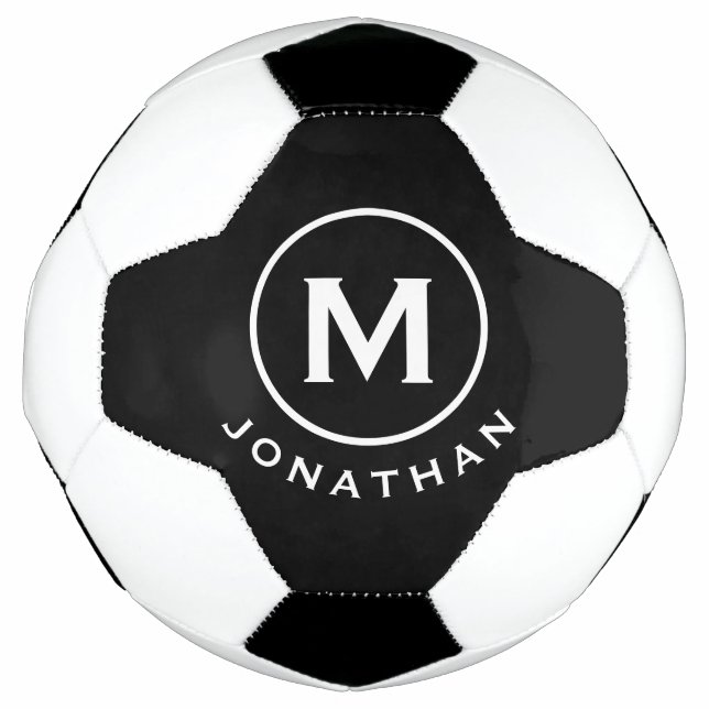 Ballon De Foot Monogramme classique minimal noir blanc (Devant)