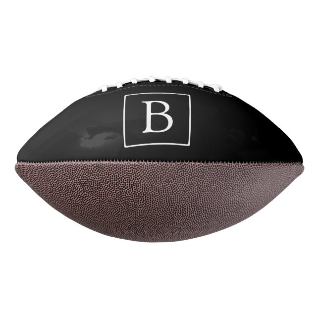 Ballon De Foot Monogramme Classique Simple | Noir avec Texte Blan (Tourné à 270°)
