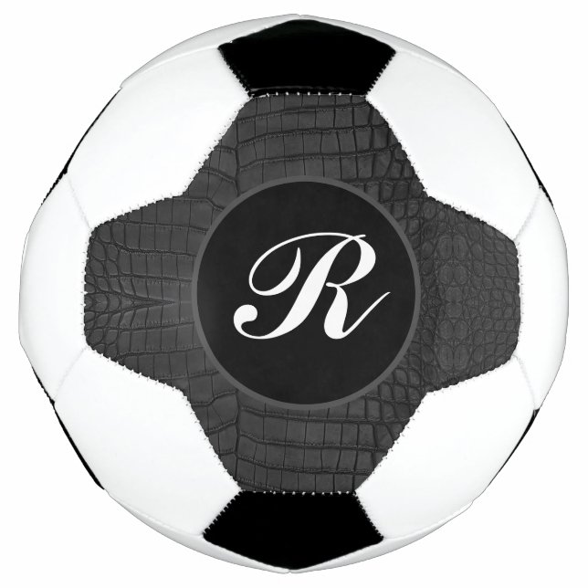 Ballon De Foot Monogramme Crocodile noir en cuir Imprimer (Devant)