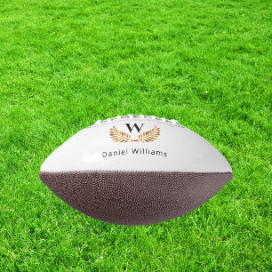 Ballon De Foot Monogramme de laurier noir blanc or