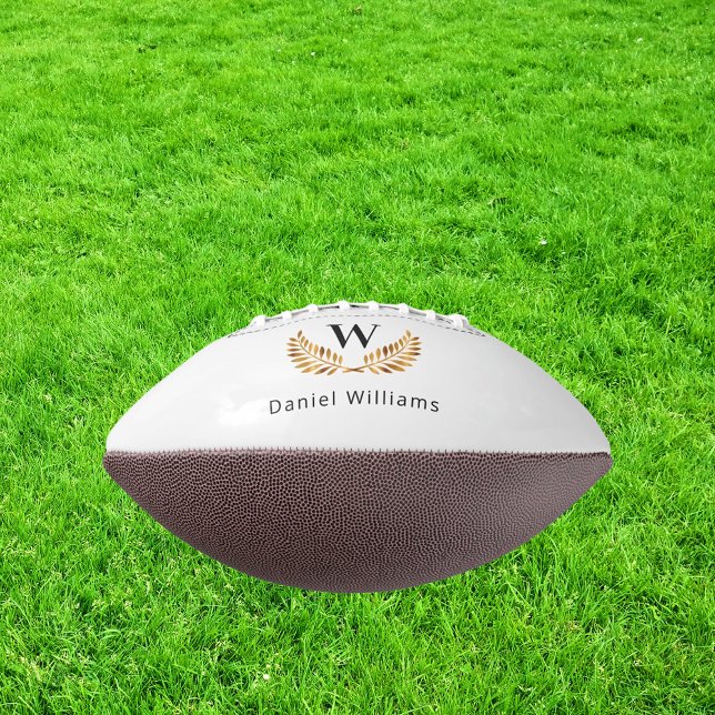 Ballon De Foot Monogramme de laurier noir blanc or (Créateur téléchargé)
