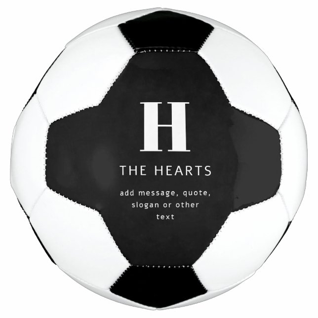 Ballon De Foot Monogramme de nom et message moderne éditable | No (Devant)