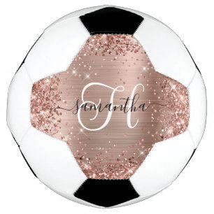 Ballon De Foot Monogramme doré Rose Glitter