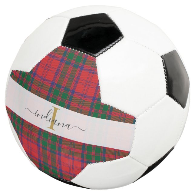 Ballon De Foot Monogramme écriture initiale vert rouge carreaux t (3/4)