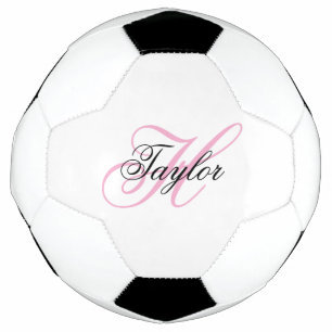 Ballon De Foot Monogramme fantaisie noir et rose