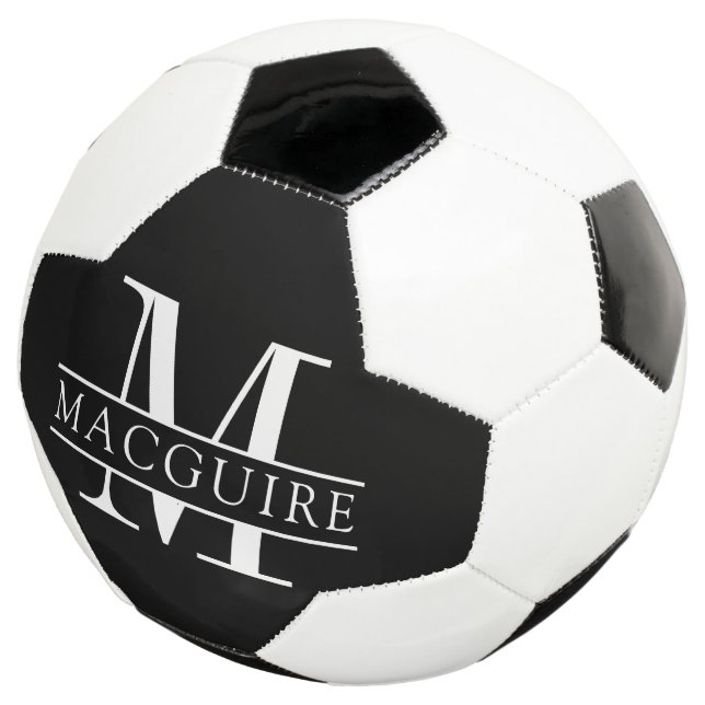 Ballon De Foot Monogramme gras minimal | Nom noir (3/4)