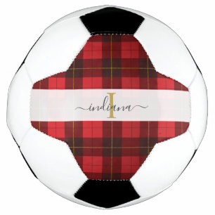 Ballon De Foot Monogramme Initial Nom Plaid Tartan Wallace