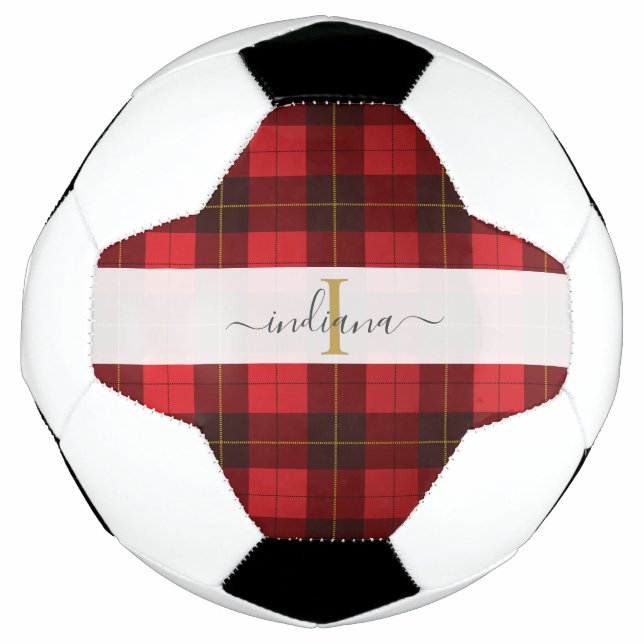 Ballon De Foot Monogramme Initial Nom Plaid Tartan Wallace (Devant)