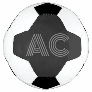 Ballon De Foot Monogramme moderne gris et noir