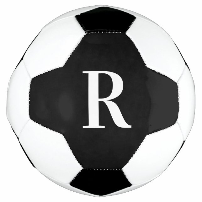 Ballon De Foot Monogramme moderne noir et blanc (Devant)