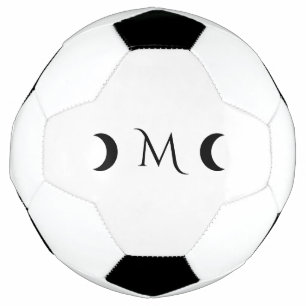 Ballon De Foot Monogramme noir et blanc moderne des lunes de croi