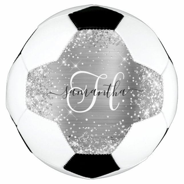 Ballon De Foot Monogramme Pailleté Argent Glamour (Devant)