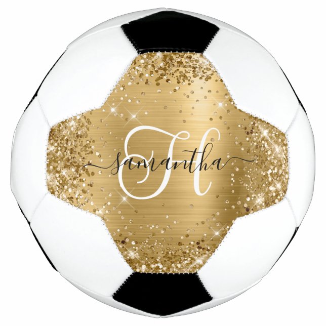 Ballon De Foot Monogramme Pailleté Or Glamour (Devant)