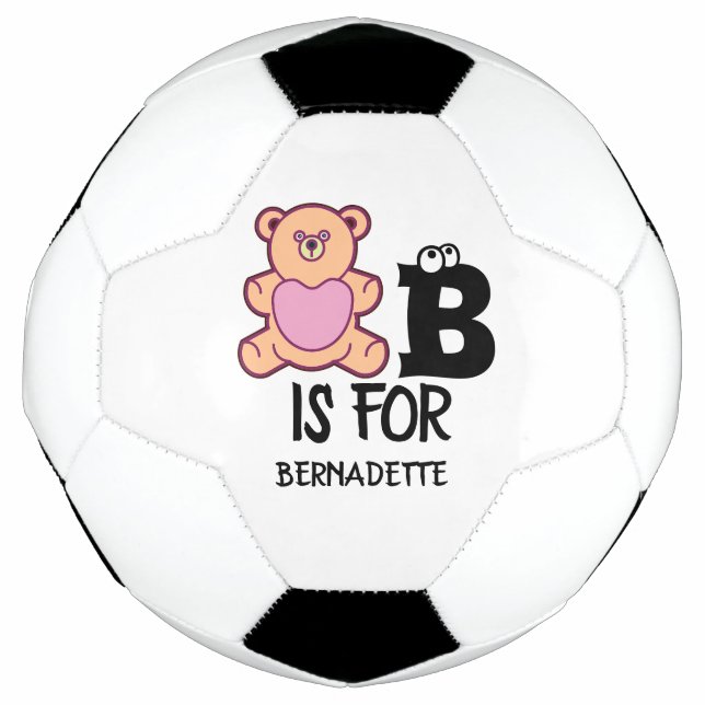 Ballon De Foot Monogramme personnalisé B pour ours drôle animal m (Devant)