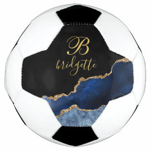 Ballon De Foot Monogramme personnalisé Black Gold Marine Géode d'