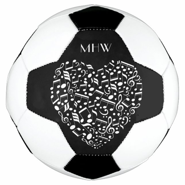 Ballon De Foot monogramme personnalisé et couleur Musical Heart s (Devant)