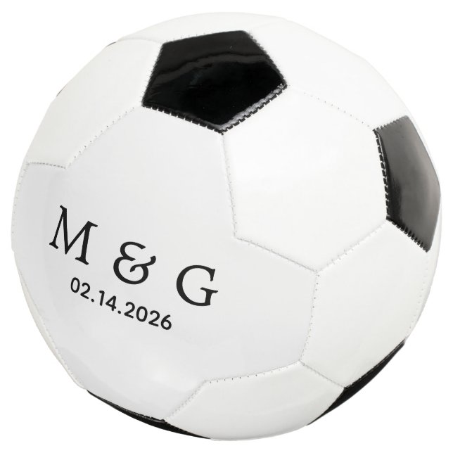 Ballon De Foot Monogramme personnalisé et date personnalisée (3/4)