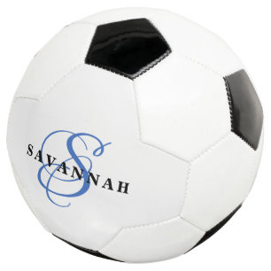 Ballon De Foot Monogramme personnalisé Nom Moderne Fun Sports Bl