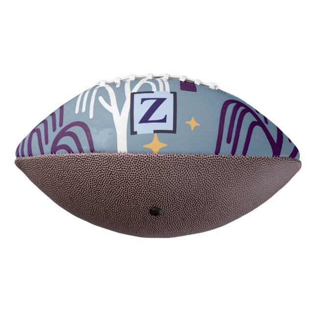 Ballon De Foot Monogramme personnalisé Willow Tree Motif Blue Foo (Tourné à 270°)