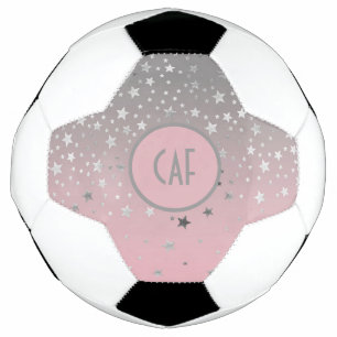 Ballon De Foot Monogramme Rose Gris Étoiles Ombré Tendance Chic