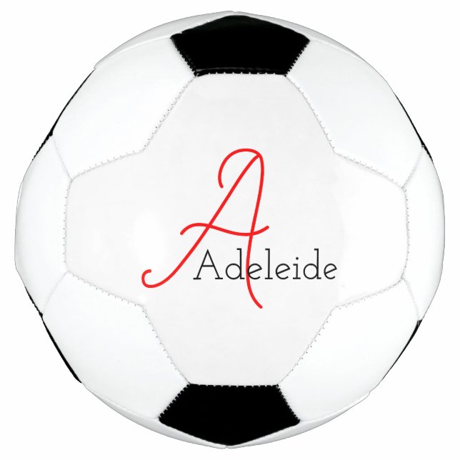 Ballon De Foot Monogramme rouge Whimsical Personnalisé (Devant)