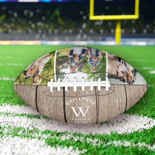 Ballon De Foot Monogramme rustique Bois clair Photo Collage Footb (Créateur téléchargé)