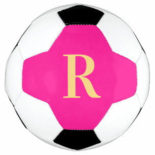 Ballon De Foot Monogramme simple personnalisé rose chaud