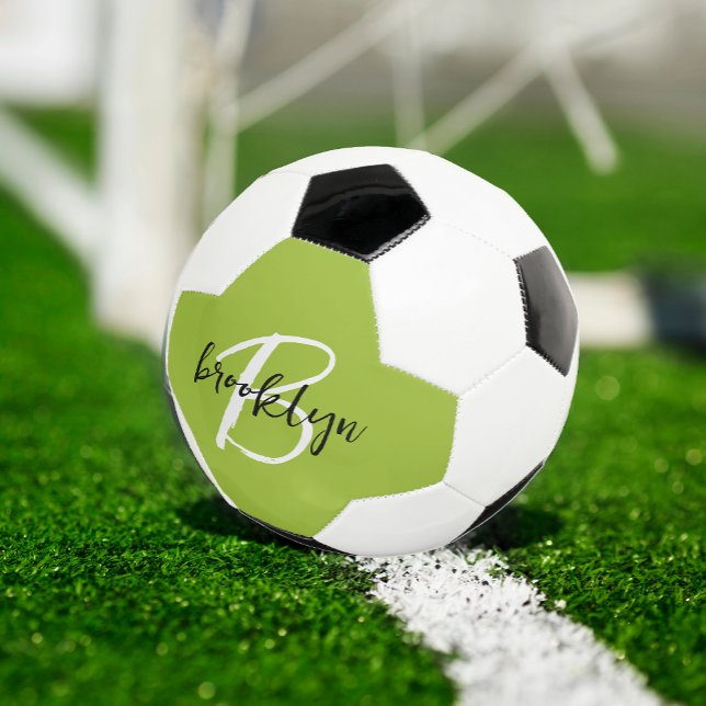 Ballon De Foot Monogramme tendance vert citron noir blanc  (Créateur téléchargé)
