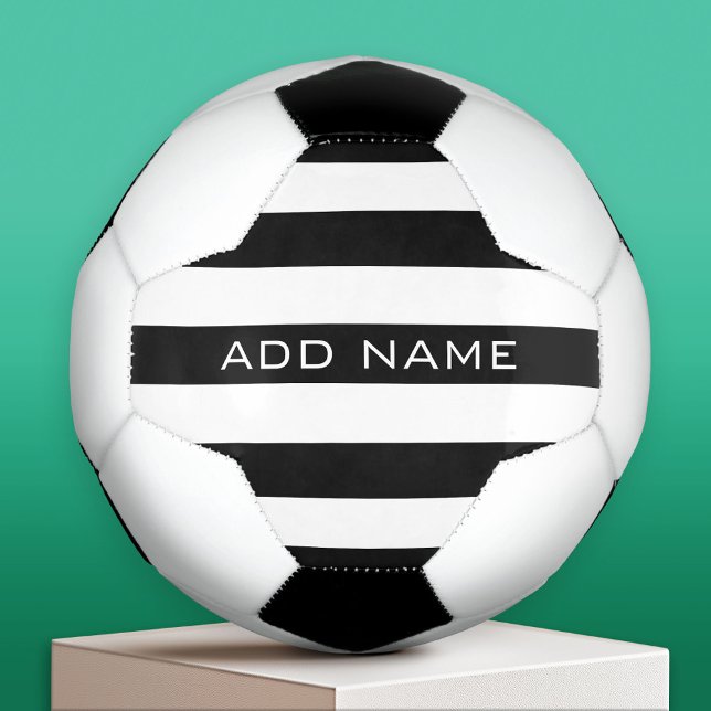 Ballon De Foot Motif à rayures noir et blanc avec nom (Custom Soccer Ball)