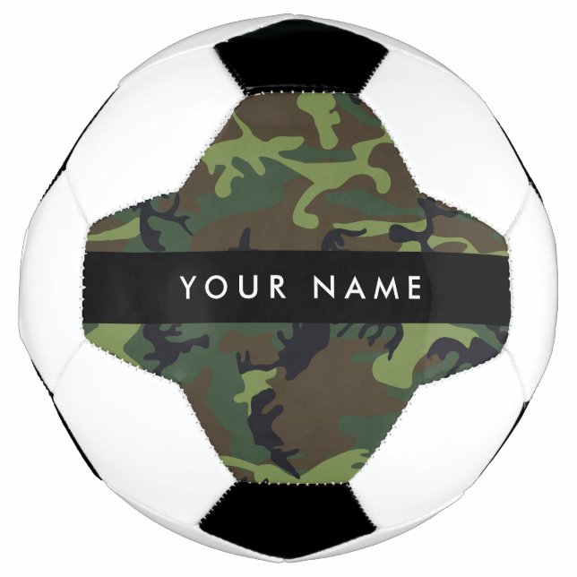 Ballon De Foot Motif Camouflage Vert, Votre nom, Personnaliser (Devant)