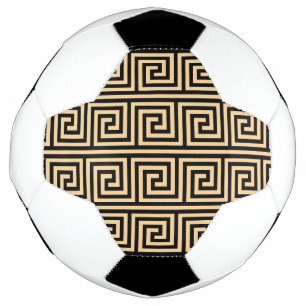 Ballon De Foot Motif Carrés Clé Méandre Grec Marron