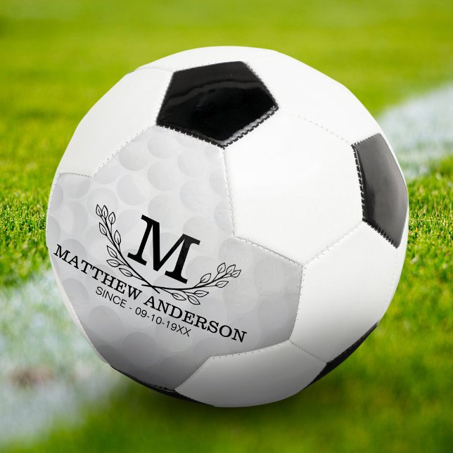 Ballon De Foot Motif de balle de golf personnalisé Nom Monogramme (Créateur téléchargé)