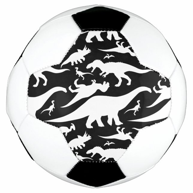 Ballon De Foot Motif de dinosaures noir et blanc (Devant)