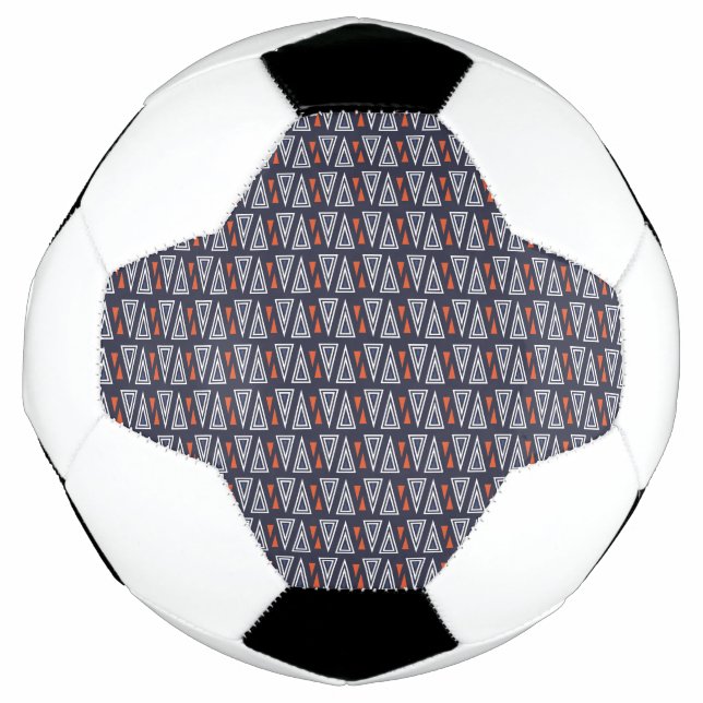 Ballon De Foot Motif de triangles géométriques bleu foncé et roug (Devant)