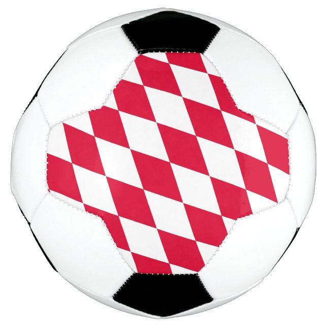 Ballon De Foot Motif du drapeau diamant de Bavière rouge et blanc (Devant)