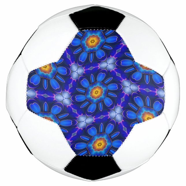 Ballon De Foot Motif Fleurs bleues Abstraites (Devant)