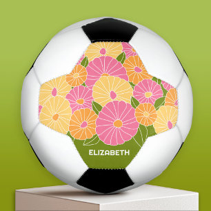 Ballon De Foot Motif floral de printemps coloré Monogramme person